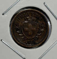 1918 Switzerland 1 Rappen Coin