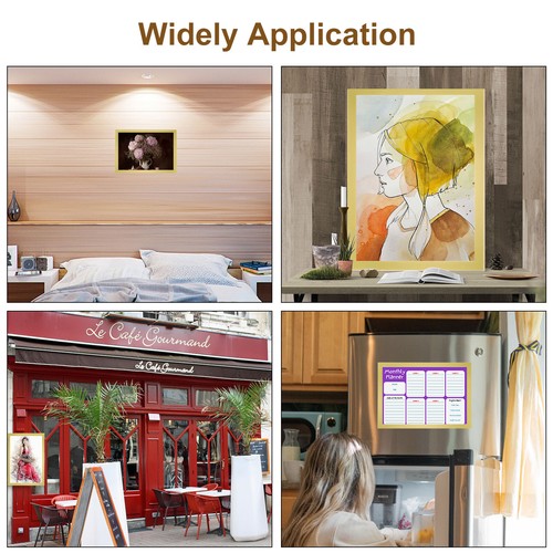 12 Stück Magnet Schilderhalter Selbstklebend Wiederverwendbar A4 Bilderrahmen Gold - Bild 7 von 8