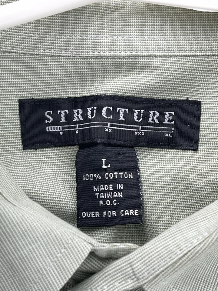 Structure Classic Button Down Shirt Mens Size Large Light Green Long Sleeve - Image 3 of 4