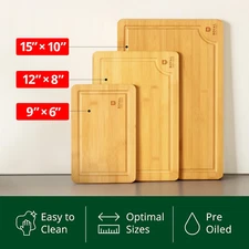 Wooden Cutting Boards for Kitchen Meal Prep & Serving - Bamboo Wood Cutting B...