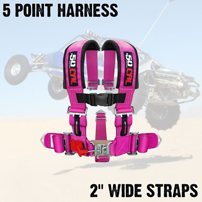 5 Point Harness 2'' Strap Youth fit Off Road 4x4 Sand Rail Rock Crawler J**p PINK