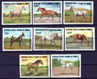 Comoro Islands 579-586 MNH Horses imperforate equine Zayix