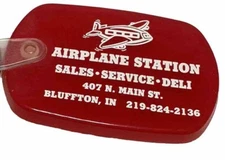 Bluffton Indiana Airplane Station Sales Service Deli Food Advertising Keychain