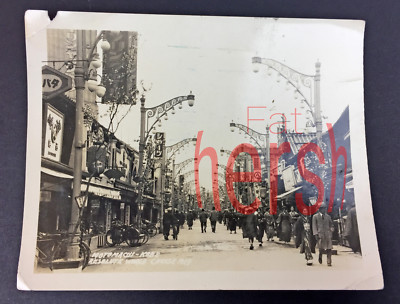 1929 Motomachi, Kobe Japan Street View Vintage 4x5'' BW Photo