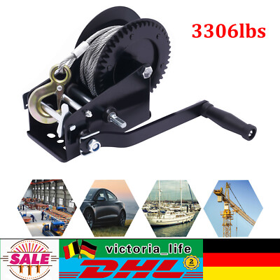 Manuelle Winden Boot Trailer Winch Sicherheitsvorrichtung Handwinde 3306lbs