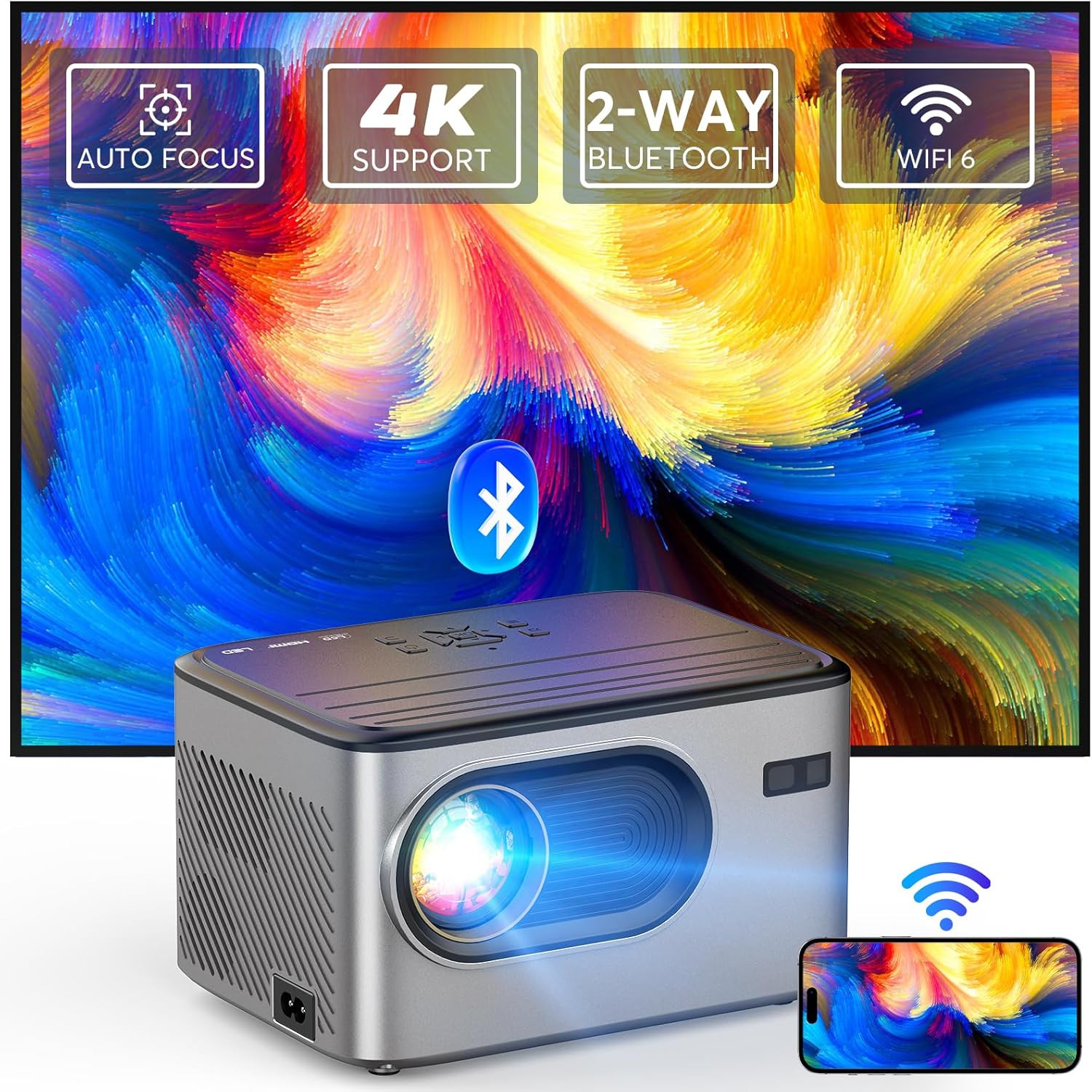 Vidéoprojecteur auto focus 20000L avec correction trapézoïdale 6D pour salon