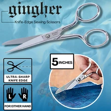 Gingher 5" Sewing Scissors - Knife-Edge Blades, Durable, Craft Scissors