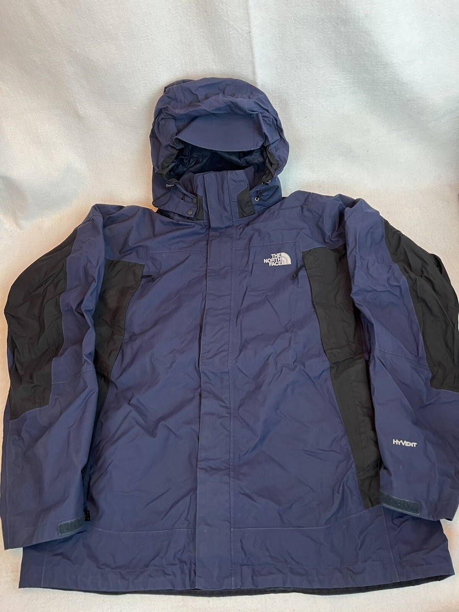THE NORTH FACE Hyvent Blue/Black Rain Ski Hooded Jacket THE NORTH FACE Hyvent Blue/Black Rain Ski Hooded Jacket