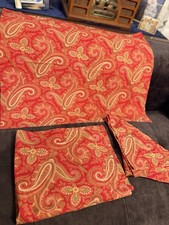 Pottery Barn PILLOW 3 Standard SHAMS in Red Paisley Cotton Retired 2005