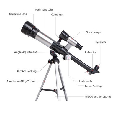 Telescopes For Kids Adults Beginners 50mm Alloy Aperture Astronomical ORWF