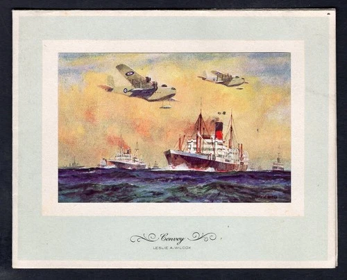 CANADA WW2 Military 1940s New Year Greetings Card, RCAF & Convoy