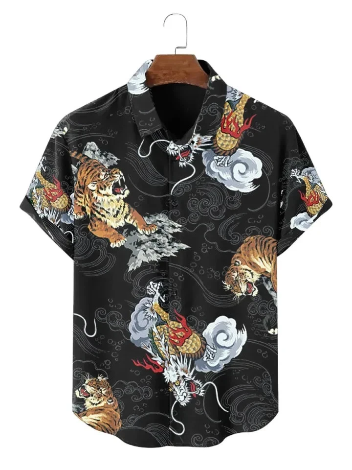 Black- Japanese Style Tigers Short Sleeve Hawaiian Shirts Unisex S-5XL
Opens in a new window or tab