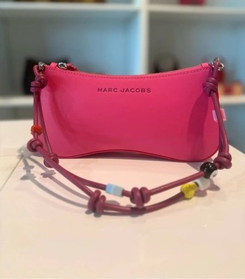 NWT $358 Authentic Marc Jacobs Lucky Charm Key Pink Crescent Shoulder Bag