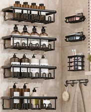 8 Pack Adhesive Shower Caddy with Soap Dishes Toothbrush Holder Black