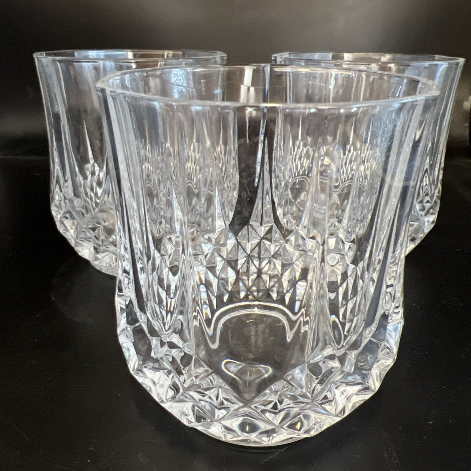 Set Of 3 Cristal D'Arques-Durand Longchamp Clear Double Old Fashion Glasses