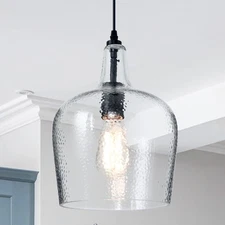 Glass Pendant Light Modern Black 1 Light Single Dome Pendant Lighting Fixture...