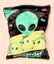 NICE! Plushies In A Bag. Green Alien. 16" Plush Toy Stuffed Soft Snack Pillow