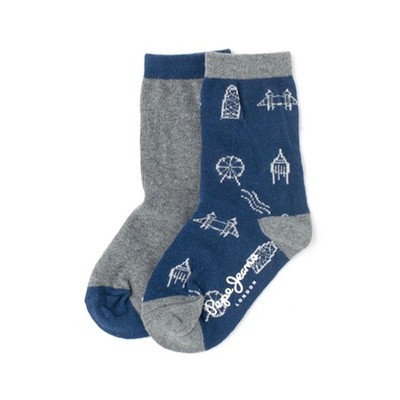 PEPE JEANS Jungen Sneaker Socken bequem 2er Pack Crew Büro Freizeit Kinder Schule Socken