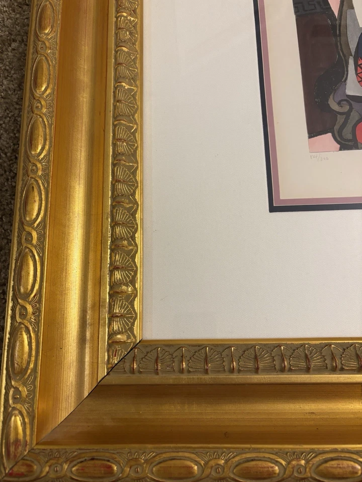 Pablo Picasso “Harlequin Musician” 铅笔 签名和编号 金色 带框 正品证书 — 第 2/4 张图片