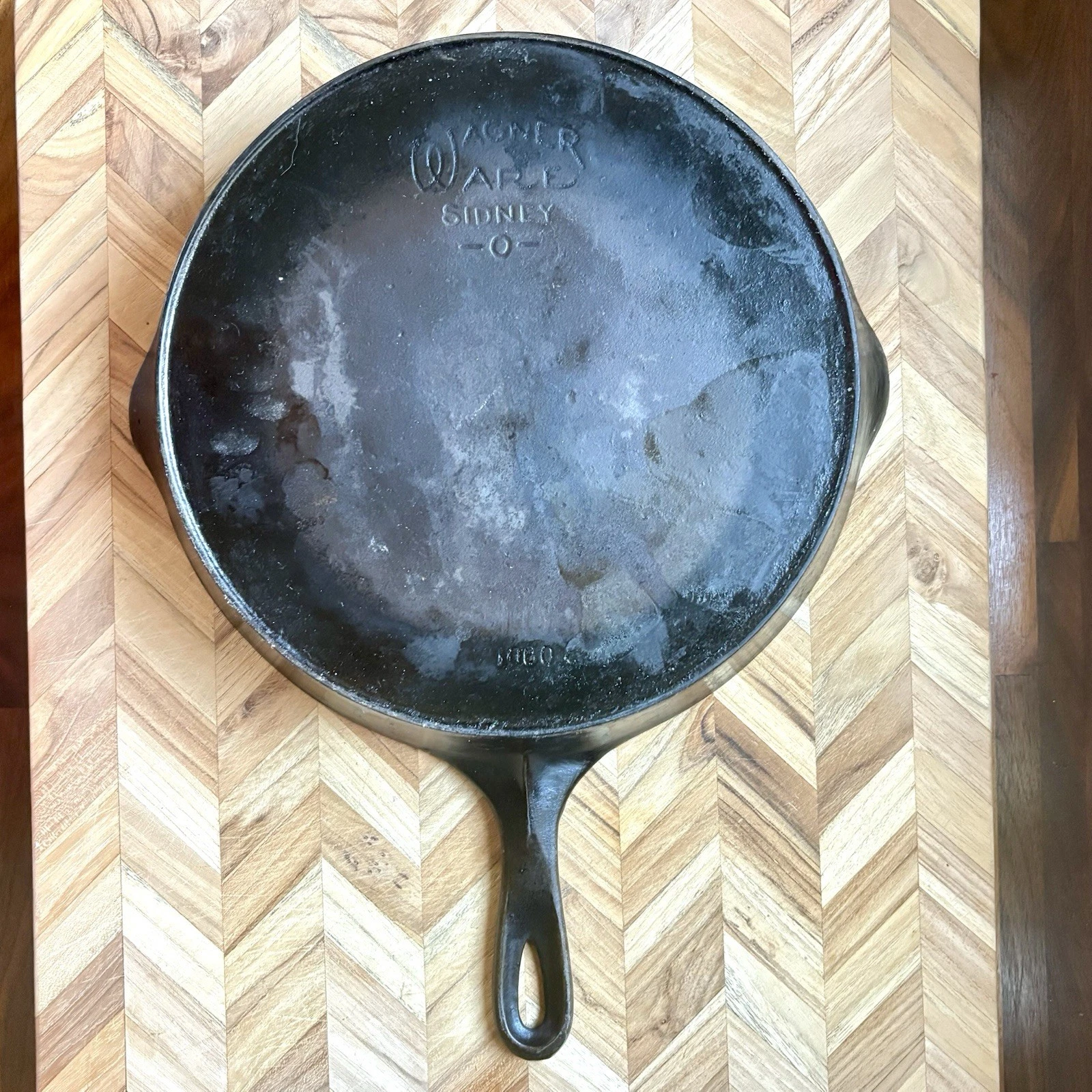 Vintage Wagner Ware #10 Sidney -0- Cast Iron Skillet 1060 c with Heat Ring