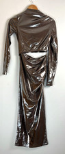 NEW LOOK - CUT OUT DRESS - SIZE UK 10 - METALLIC SILVER