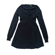 Free People Knit Backless Sweater Mini Dress Black Size L
