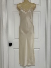 Vintage Victoria Secret Satin Ivory Maxi Slip Dress Size XS