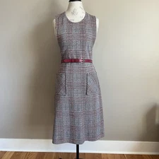 Vintage 60s Plaid Sleeveless Pinafore Dress MED Academia Grunge Retro Union Made