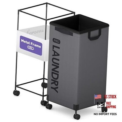 Next-Gen 105L Matel Frame Laundry Basket with wheels, Heavy Duty 100L Grey