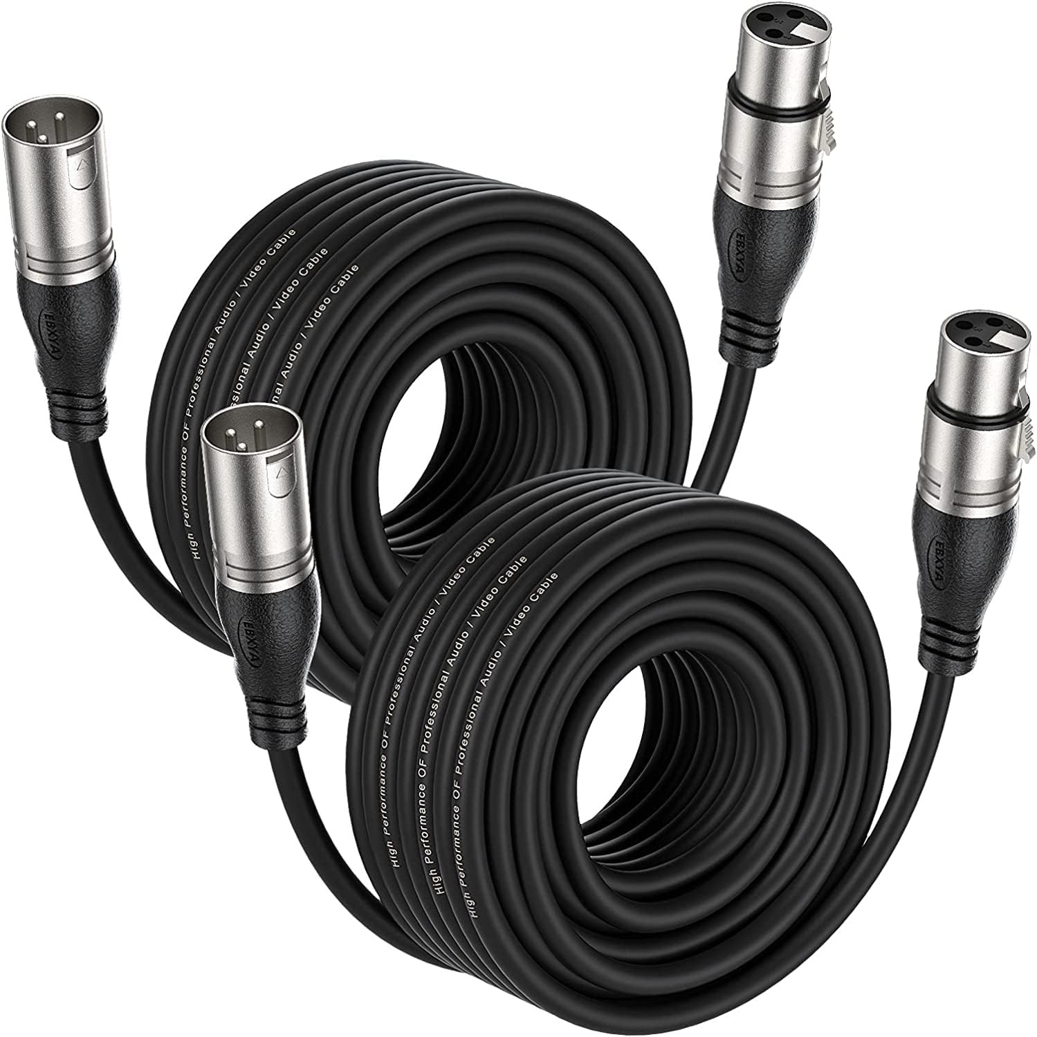 XLR Cable 50Ft 2 Packs Microphone Cable with 3-Pin XLR Male to Female