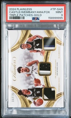 2024 GOLD #TP-SAS DE'AARON FOX/STEPHON CASTLE/VICTOR WEMBANYAMA 4/10 PSA 9