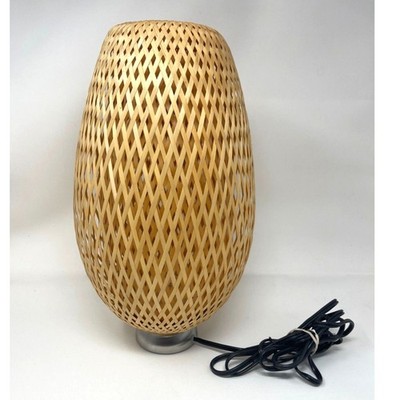 IKEA Boja Rattan Wicker Table Lamp 16'' Boho Contemporary Beach Tiki Decor