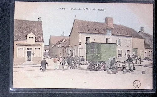 Rare postcard Ladon loiret le restorer installed on the Place