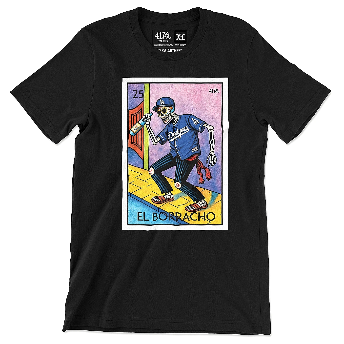 Dodgers El Borracho Loteria T-Shirt Dia de los Muertos LA Baseball Tee image 1