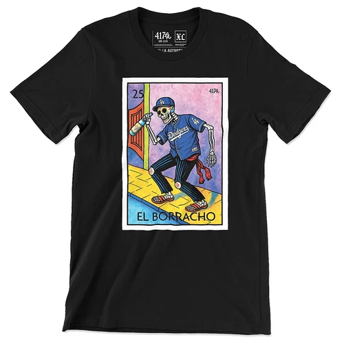 Dodgers El Borracho Loteria T-Shirt Dia de los Muertos LA Baseball Tee video thumbnail
