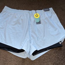 BNWT M S Ladies Size 20 Blue Layered Gym Shorts