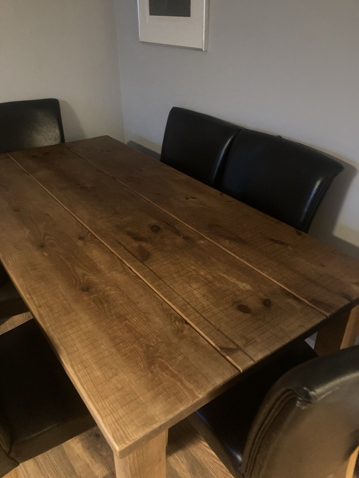 solid wood dining table and 6 chairs eBay