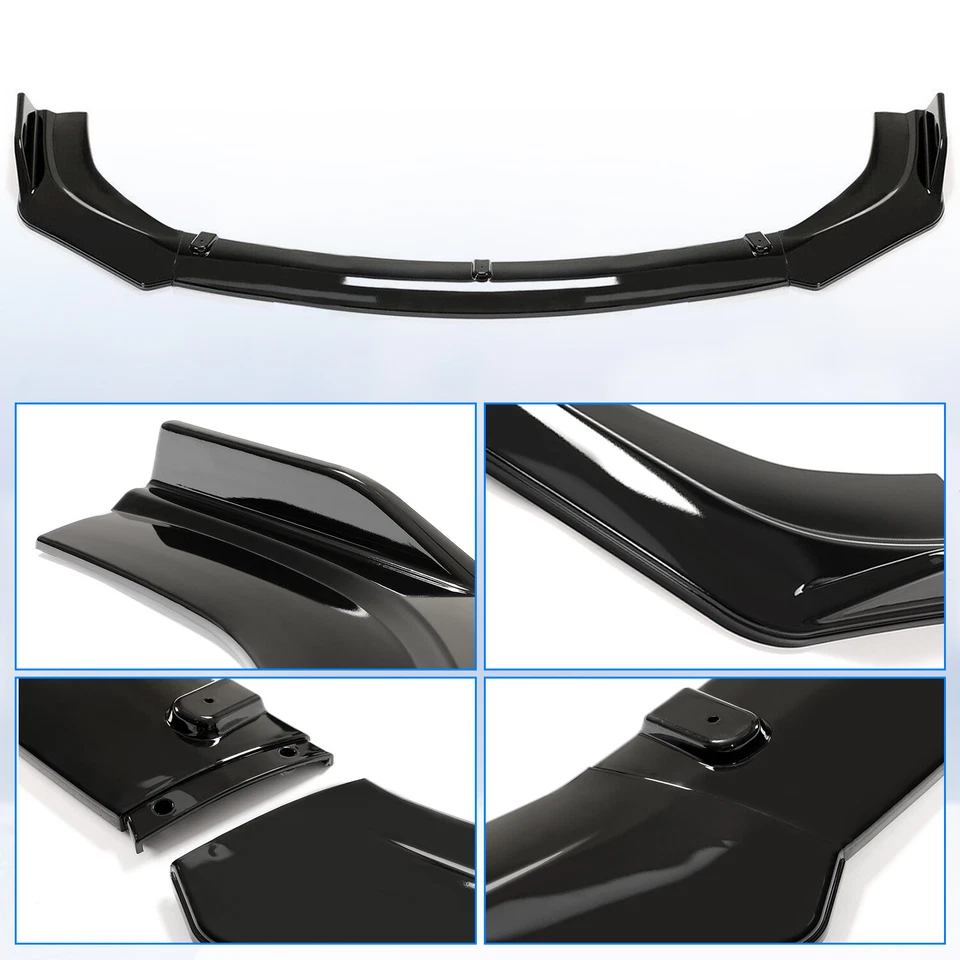 For Honda Civic Sedan 2016-2021 Front Bumper Lip Splitter Spoiler Glossy Black - Image 2 of 4