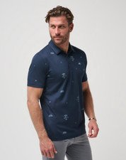 Travis Mathew Men's Beach Creature Polo Shirt Size XXL Dark Blue NWT