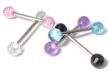 5pc Value Pack Faceted Acrylic Disco Balls Tongue Rings 14g Tounge Body Jewelry