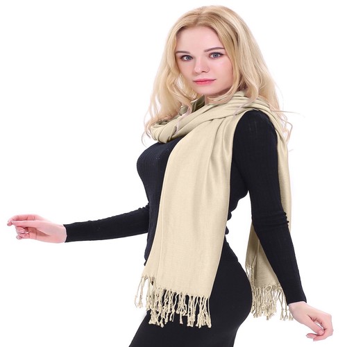 CJ Apparel Champagne Solid Color Shawl Seconds Scarf Stole Wrap Pashmina **NEW** - Picture 10 of 12