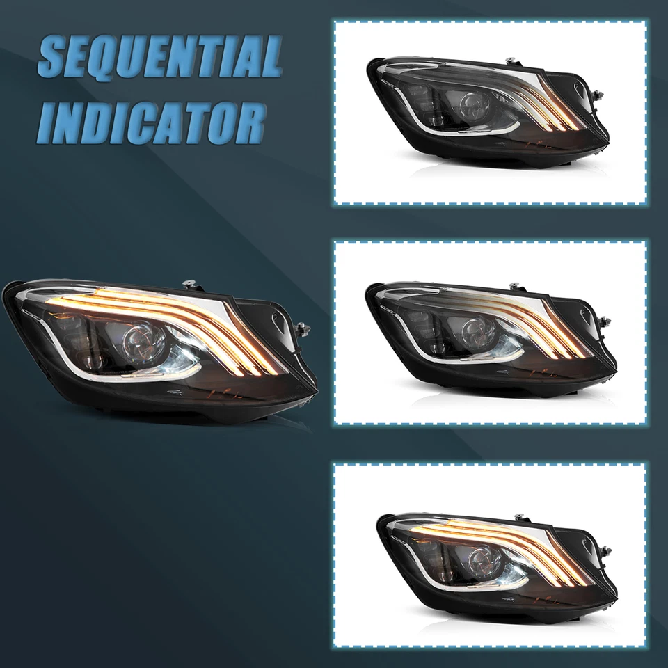 VLAND Scheinwerfer für 2014-2017 Mercedes Benz S Class Sedan W222 blau Animation - Bild 3 von 4