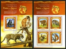 STH476 Maldives 2015 MNH 2 Sheets - Wild Animals - Puma Jaguar