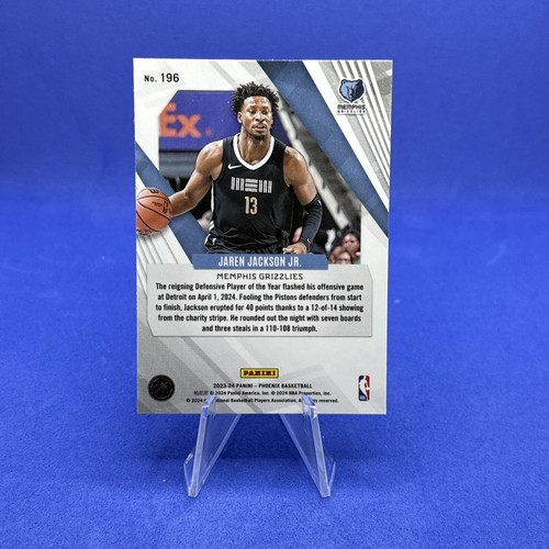 2023-24 Panini Phoenix Jaren Jackson Jr. Teal Lazer #196 - Grizzlies - Picture 2 of 2