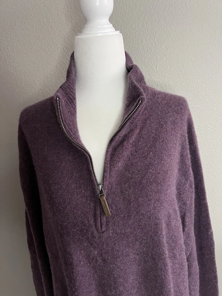 Men’s Cashmere Half Zip Henley 100% Cashmere Size XLarge Purple Extra Soft  - Image 3 of 4