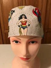 Scrub or Chef Hat Medical Nursing Chemo Skull Cap Superwoman, Batwoman, WW  #2