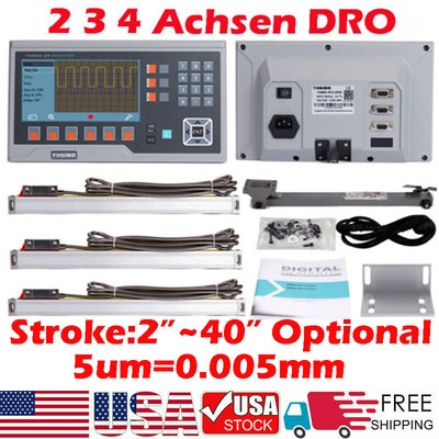 2 3 4 Axis LCD Digital Readout DRO Display Linear Glass Scale Encoder 4''~40'' CNC