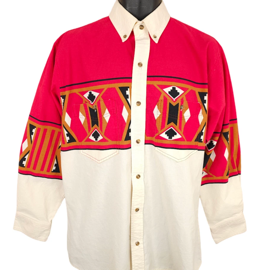 Camisa vaquera vintage Express Rider Western para hombre talla mediana roja suroeste Foto 2 de 4