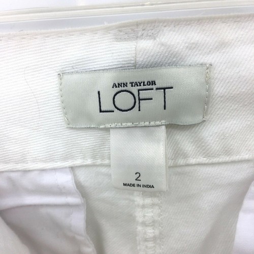 Loft Women’s White Denim Straight Leg Jeans Mid-Rise Tall Sz 2 33X33 Moto Boho - Picture 3 of 6