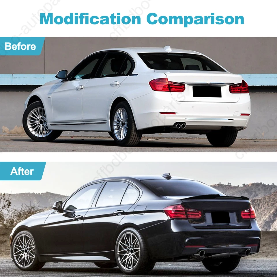 Alerón de maletero estilo M4 negro brillante para BMW Serie 3 F30 Sedán 12-18 M4 F80 Foto 3 de 4